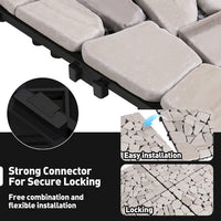 12''x12'' Interlocking Stone Deck Tiles - Sliced Silver Gray (Pack of 4)