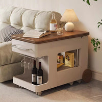 Sofa Side Table, 3 in 1 Multi- Function Coffee Table for Living Room Home, Folding Coffee Table Converts to Dining Table with Hidden Compartment & Storage Shelf, Mobile Modern Center Table