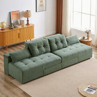 Free Combination Cloud Sectional Sofa Corduroy Upholstered L-Shaped Couch 3 in 1 Convertible Sleeper Sofa Bed Minimalist Modular Couches Chaise Lounge Daybed with Storage and 4 Pillows for Living Room