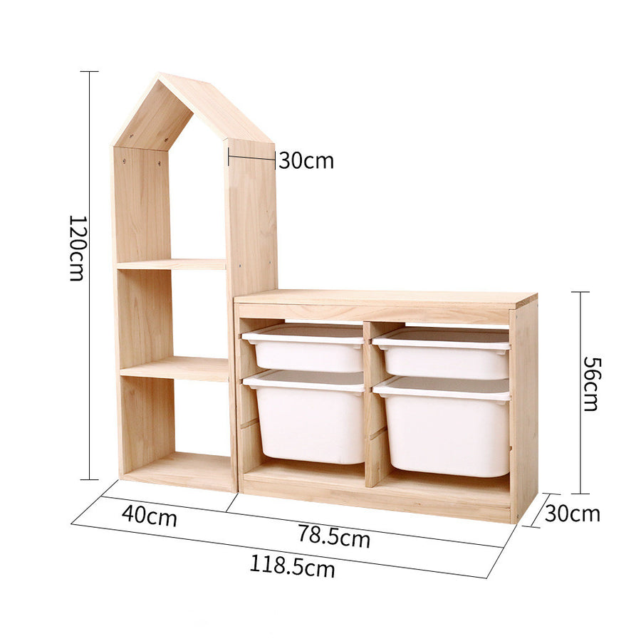 Household children's bookshelf room type toy storage locker solid wood bookshelf toy storage rack 2 in 1 combination cabinet