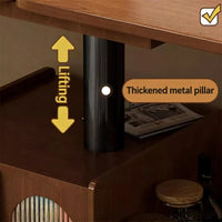 Mid-Century Modern Solid Wood Extendable Coffee Table with Adjustable Height, Wheels, and 2 Storage Compartments, Multifunctional Lift Top Table for Living Room or Dining