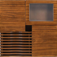 Mid Century Modern Coffee Table, Wooden Center Table with 3 Drawers Tempered Glass and Solid Wood Legs for Living Room, Brown