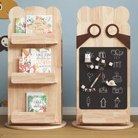 Children's Multi-functional Solid Wood 360° Rotating Bookshelf with Blackboard childrens storage shelves