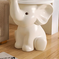 Elephant Lamp Bedside TableWith Decorative Led Light White Nightstand