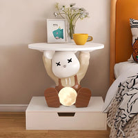 Bedside Nightstand Home Decor Room Rabbit Statues Bedside Table Bedroom Small Storage Side Table Creative Simple Storage Cabinet