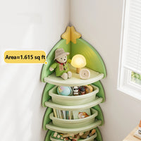 Kids Toy Storage Cabinet – Christmas Tree Corner Bookshelf & Multi-Layer Organizer