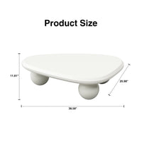Irregular Coffee Table Modern Wood Cloud Shape End Table Low Coffee Table for Living Room Cloud Coffee Table with 3 Ball Legs for Living Room Bedroom