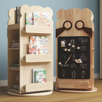 Children's Multi-functional Solid Wood 360° Rotating Bookshelf with Blackboard childrens storage shelves