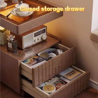 Simple Solid Wood Nightstand Bedside Table with Locking design inductive Minimalist Storage Cabinet for Bedroom Living Room 16x14x22inch