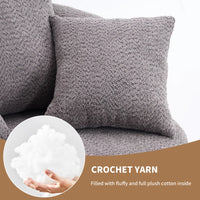 Oversized Crochet Yarn 360° swivel Barrel Chair with Pillow, AccentRound Single-seat Upholstered Sofa chair with 3 Pillow
