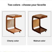 Solid Wood Side Living Room Household Small Coffee Table Nightstand Bedside,Table Narrow Side Table with Wheels