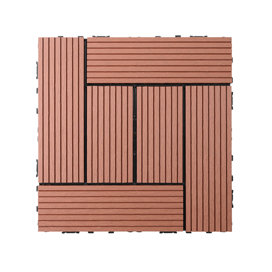 12''x12'' Wood Composite Deck Tiles -Circle Red (Pack of 10)