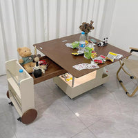 Sofa Side Table, 3 in 1 Multi- Function Coffee Table for Living Room Home, Folding Coffee Table Converts to Dining Table with Hidden Compartment & Storage Shelf, Mobile Modern Center Table