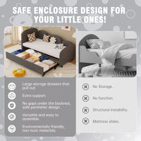 Modern Minimalist Daybed with Wooden Slats and Trundle for Bedroom and Living Room, Guest Room, Twin Size