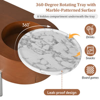 Coffee Table, Lift Top Coffee Tables for Living Room, Wooden Center Tables with Hidden Compartment and 360-degree Marble-Patterned Rotating Tray, 47.2'', (Brown)