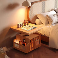 Mid-Century Modern Solid Wood Extendable Coffee Table with Adjustable Height, Wheels, and 2 Storage Compartments, Multifunctional Lift Top Table for Living Room or Dining