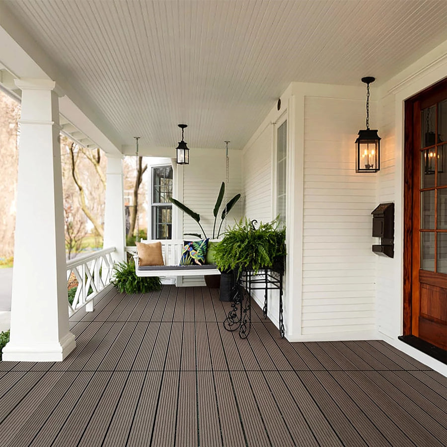 Wood Composite Interlocking Floor Deck Tiles Indoor Outdoor Use 12