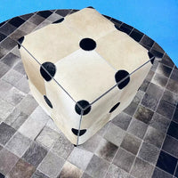 16" Cowhide Leather Cube Pouf Handmade Sofa Stool