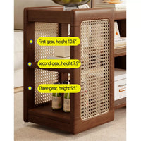 Multi-Functional Solid Wood Coffee Table - Premium Imported Rubberwood with Large Storage Space & Artistic PE Rattan Weave - Stylish, Versatile Side Table with Noise-Free Swivel Wheels for Easy Mobility & Organization