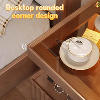 Simple Solid Wood Nightstand Bedside Table with Locking design inductive Minimalist Storage Cabinet for Bedroom Living Room 16x14x22inch