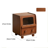 Solid Wood Children's Bedside Table Nightstand with Light Storage Cabinet