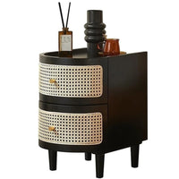 Solid Board Bedside Table, Rattan Sofa Side Table, Bedroom Small Table, Living Room Small Side Cabinet Side Tables