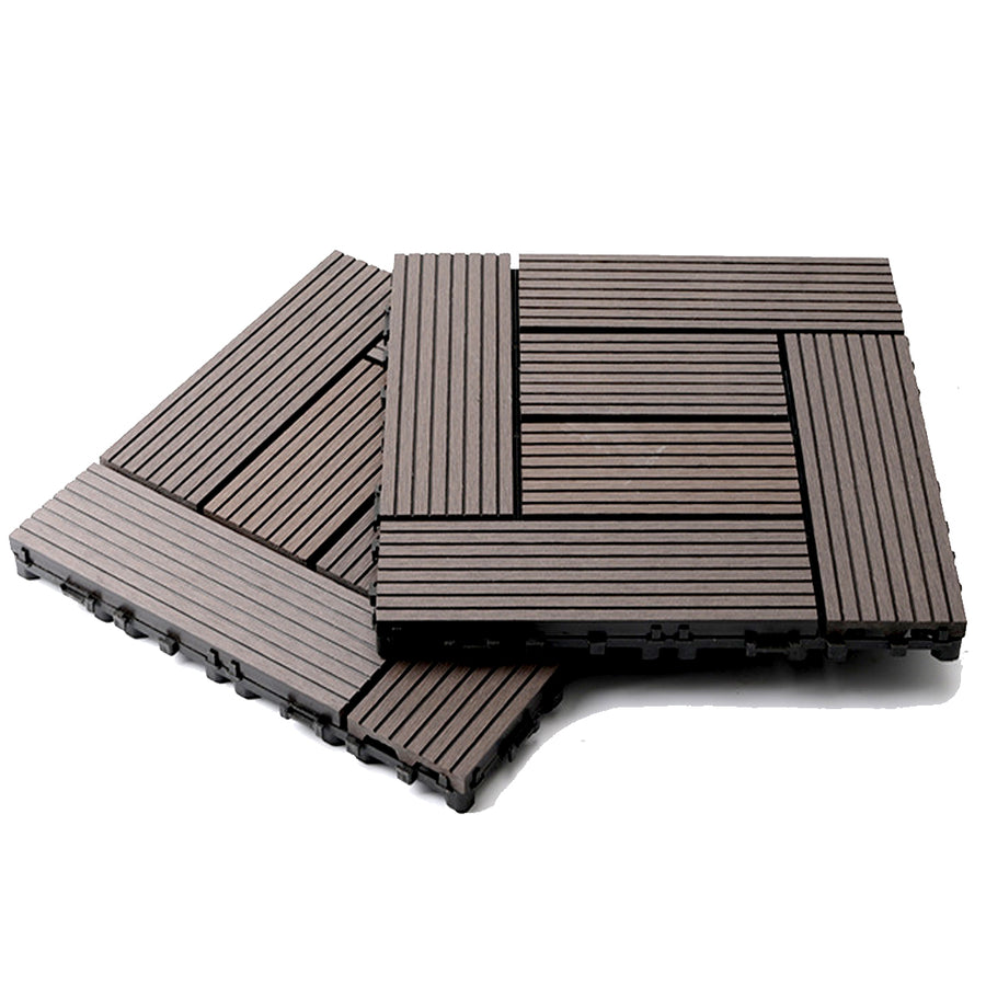 12''x12'' Wood Composite Deck Tiles -Circle Brown (Pack of 10)
