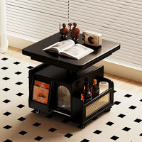 Mid-Century Modern Solid Wood Extendable Coffee Table with Adjustable Height, Wheels, and 2 Storage Compartments, Multifunctional Lift Top Table for Living Room or Dining