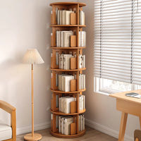 Solid Wood Rotating Bookshelf,Round Rotating Bookcase 360 Display,Floor Standing Bookcase for Kids & Adults,Corner Bookshelf