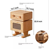 Natural Solid Oak Robot Design Side Table