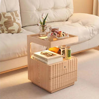 Simple Solid Wood Nightstand Bedside Table with Locking design inductive Minimalist Storage Cabinet for Bedroom Living Room 16x14x22inch