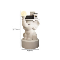 Elephant Lamp Bedside TableWith Decorative Led Light White Nightstand