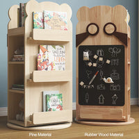 Children's Multi-functional Solid Wood 360° Rotating Bookshelf with Blackboard childrens storage shelves