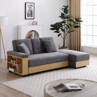 Convertible Sleeper Sofa Couch, Multifunctional Double Folding Sofa Bed,Storage Ottoman and Sofa arm with box and drawer