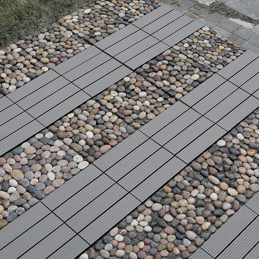 Interlocking Composite Decking Patio Tiles (Pack of 5,10)