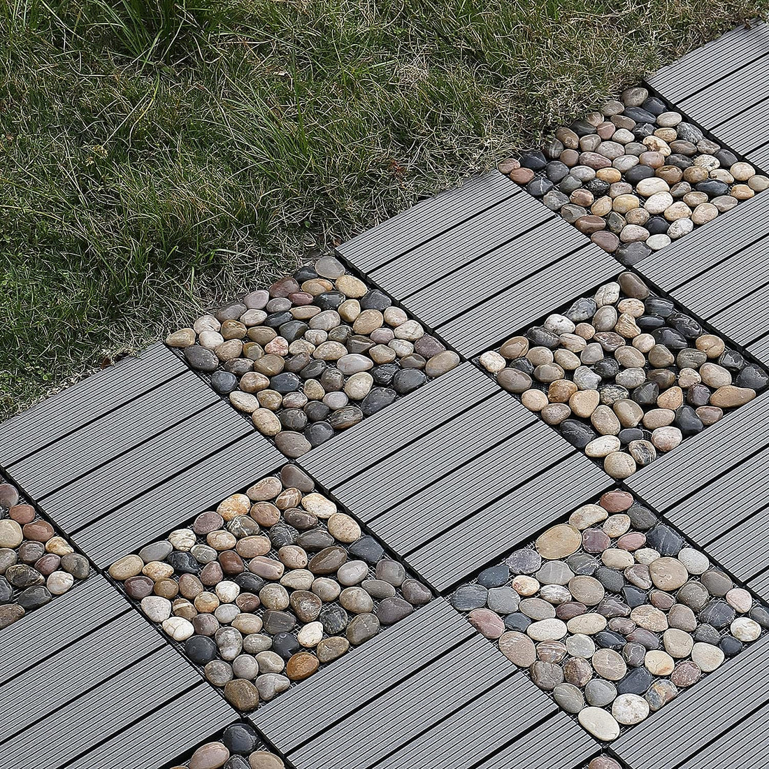 Interlocking Composite Decking Patio Tiles (Pack of 5,10)