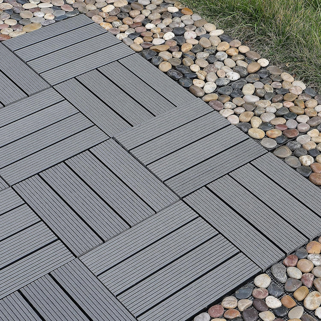 Interlocking Composite Decking Patio Tiles (Pack of 5,10)