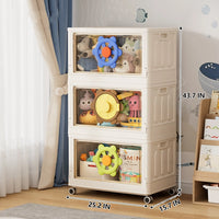 Foldable Toy Storage Box with Wheels – Large Capacity Transparent Organizer for Kids