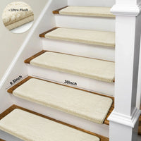 Bullnose Carpet Stair Treads | Ultra Plush Soft (Set of 15,14,7,2)