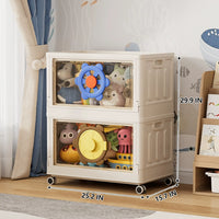 Foldable Toy Storage Box with Wheels – Large Capacity Transparent Organizer for Kids