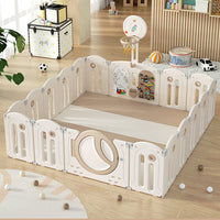 Foldable Infant Play Yard with House Baby Playpen and Matching Toys | Star-Moon