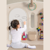 Foldable Infant Play Yard with House Baby Playpen and Matching Toys | Star-Moon