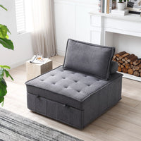 Convertible Pull Out Sleeper Sofa Bed, Modern PU Leather( or Linen Fabric) 2-in-1 Single Lazy Sofa, Ottoman with Backrest and Pillow for Living Room, Bedroom, Office, Lounge