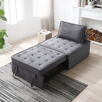 Convertible Pull Out Sleeper Sofa Bed, Modern PU Leather( or Linen Fabric) 2-in-1 Single Lazy Sofa, Ottoman with Backrest and Pillow for Living Room, Bedroom, Office, Lounge