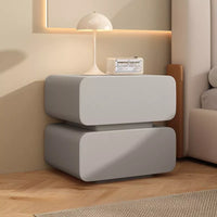 Leather Bedside Table, Modern Minimalist Bedside Table,Nightstand with 2 Drawers, Wood Bedside Table, Bedroom Bedside Table