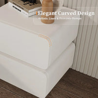 Leather Bedside Table, Modern Minimalist Bedside Table,Nightstand with 2 Drawers, Wood Bedside Table, Bedroom Bedside Table