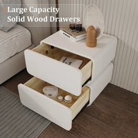 Leather Bedside Table, Modern Minimalist Bedside Table,Nightstand with 2 Drawers, Wood Bedside Table, Bedroom Bedside Table