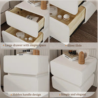 Leather Bedside Table, Modern Minimalist Bedside Table,Nightstand with 2 Drawers, Wood Bedside Table, Bedroom Bedside Table