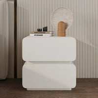 Leather Bedside Table, Modern Minimalist Bedside Table,Nightstand with 2 Drawers, Wood Bedside Table, Bedroom Bedside Table