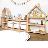 Household children's bookshelf room type toy storage locker solid wood bookshelf toy storage rack 2 in 1 combination cabinet